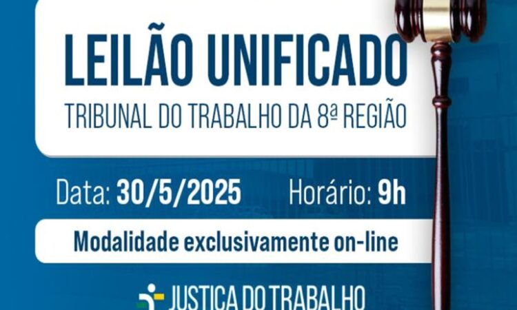 TRT da 8ª Região realiza leilão online com terrenos, carros e eletrônicos no dia 30 de maio; veja como participar