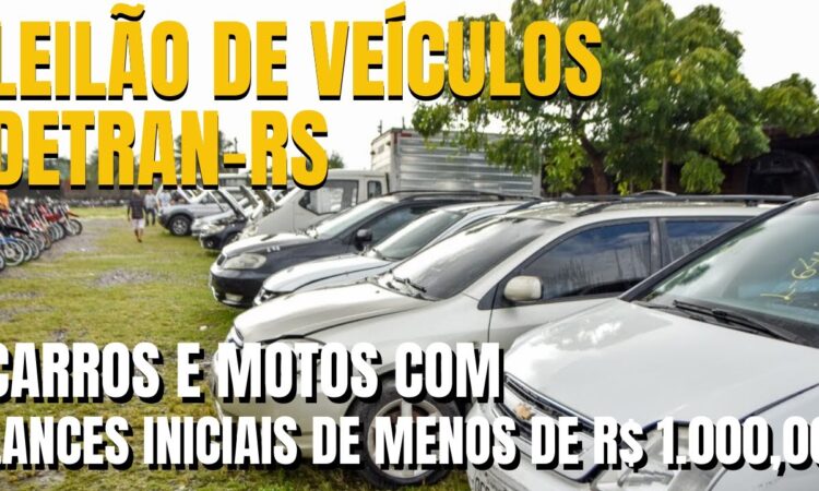 Detran-RS realiza leilão com 355 veículos e sucatas: motos a partir de R$ 270 e carros por R$ 560