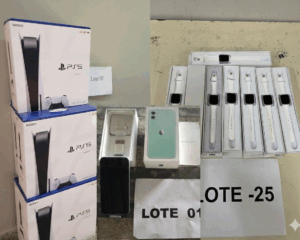 Receita Federal realiza leilão com iPhone 15 Pro, PS5, MacBooks
