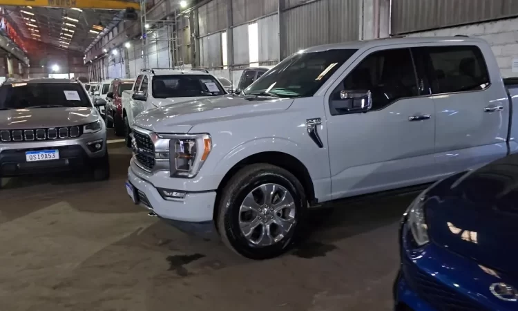 Leilão em São Paulo tem caminhonetes Ford F150, Hilux por R$ 1.800, caminhão com Munck e tratores por 3 mil reais