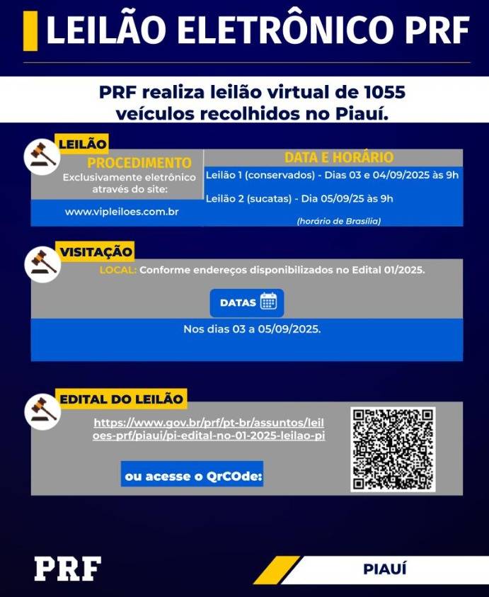Leilão virtual da PRF  