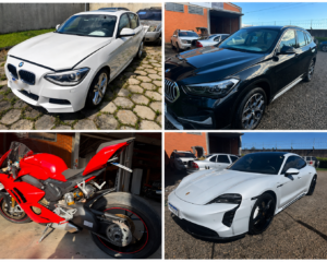 Leilão do apreeções da PF tem carros de Luxo como Porsche, BMW 125I, X1 e Moto Panigale V4